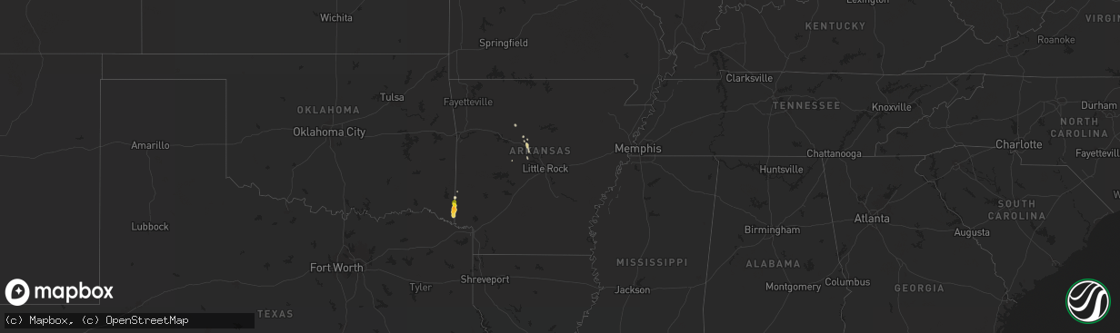 Hail map in Arkansas on April 29, 2024