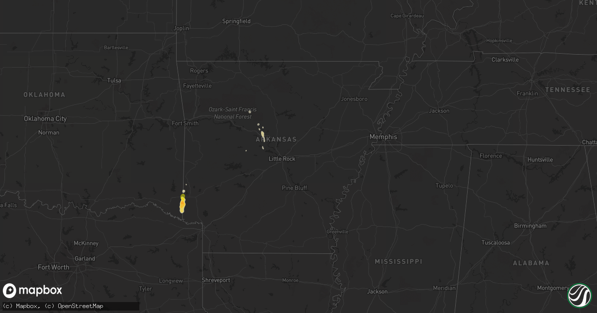 Hail map in Arkansas on April 29, 2024