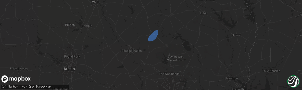 Hail map in Bedias, TX on April 29, 2024