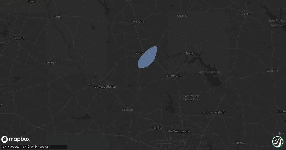 Hail map in Bedias, TX on April 29, 2024