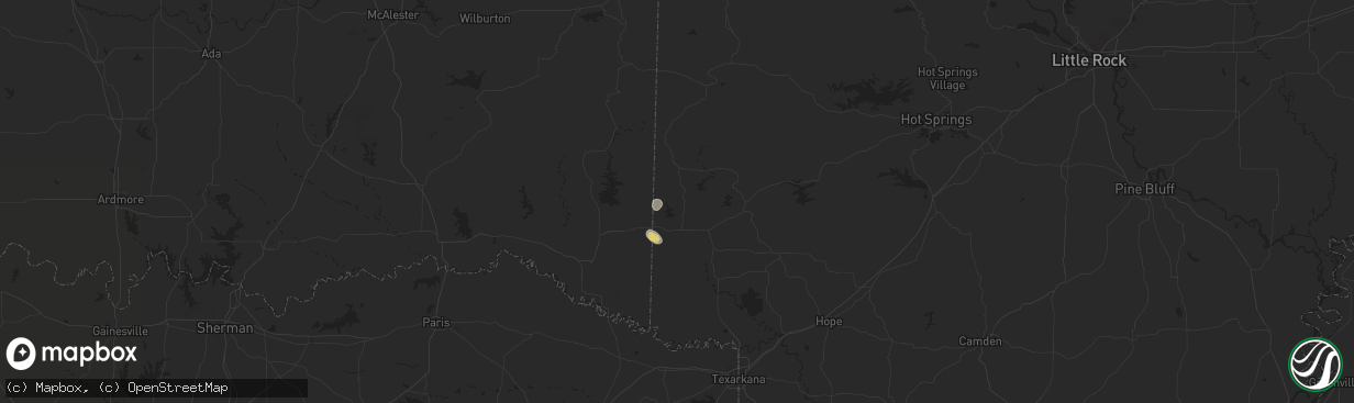 Hail map in Gillham, AR on April 29, 2024