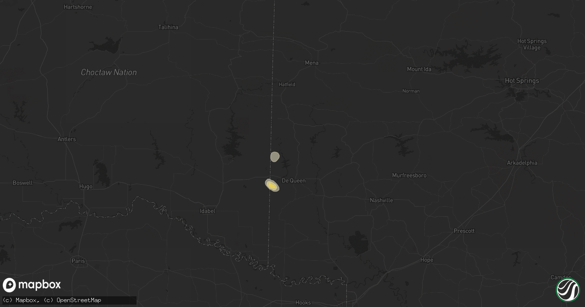 Hail map in Gillham, AR on April 29, 2024