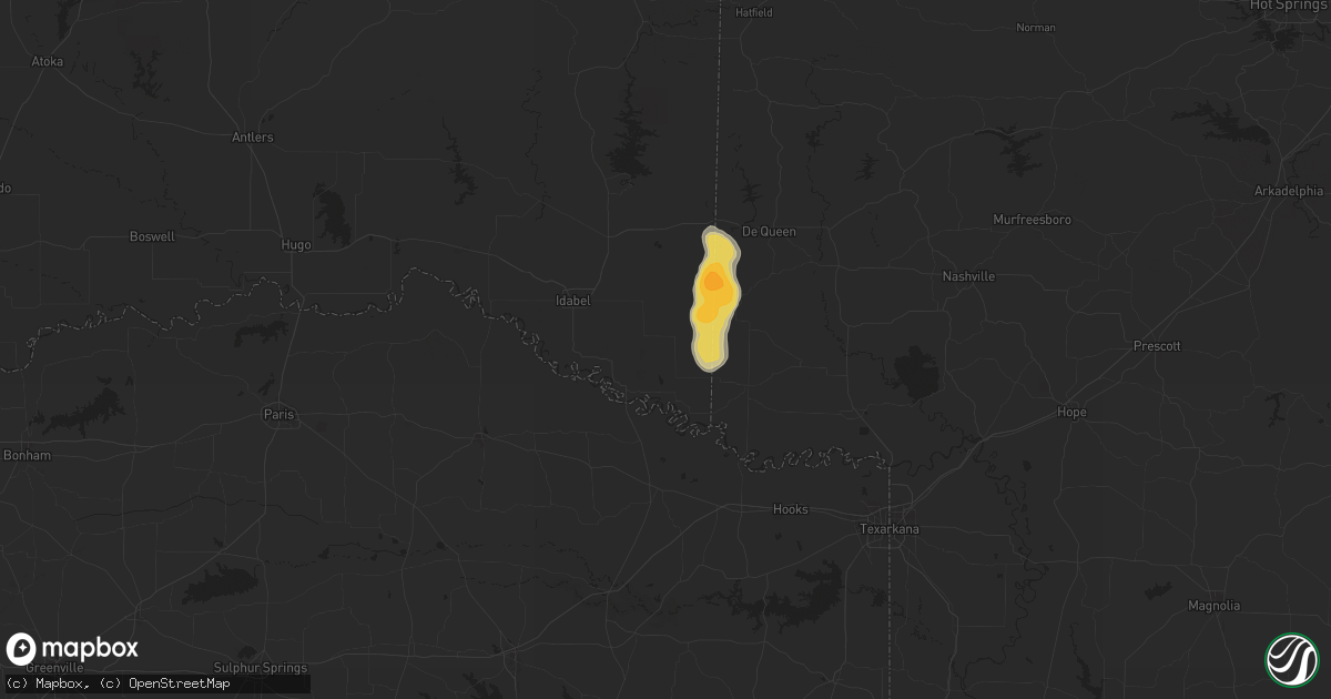 Hail map in Haworth, OK on April 29, 2024