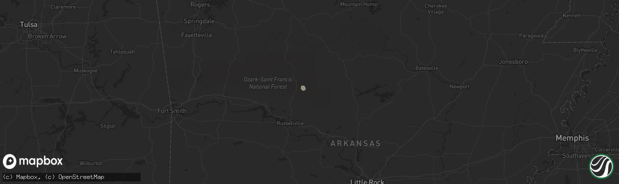 Hail map in Hector, AR on April 29, 2024