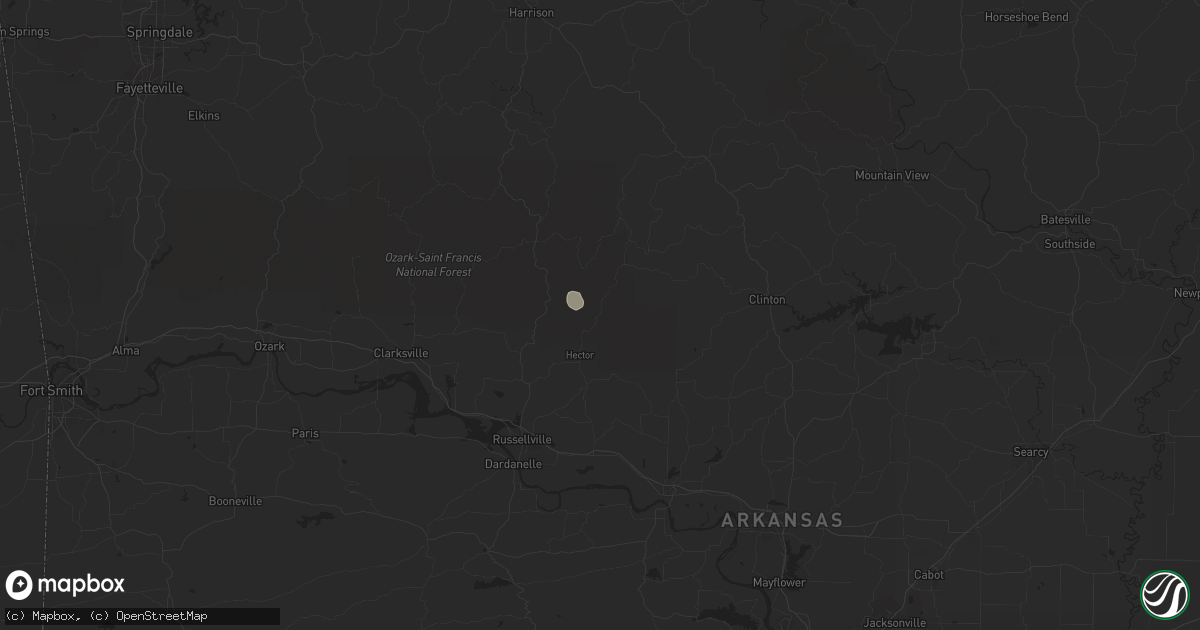 Hail map in Hector, AR on April 29, 2024
