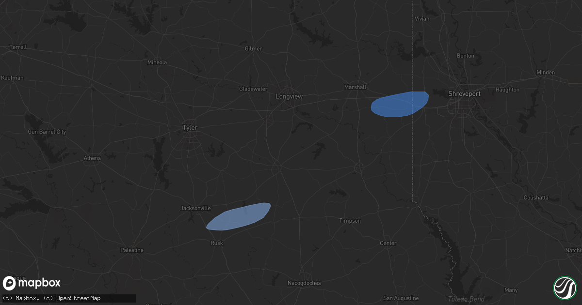 Hail map in Henderson, TX on April 29, 2024