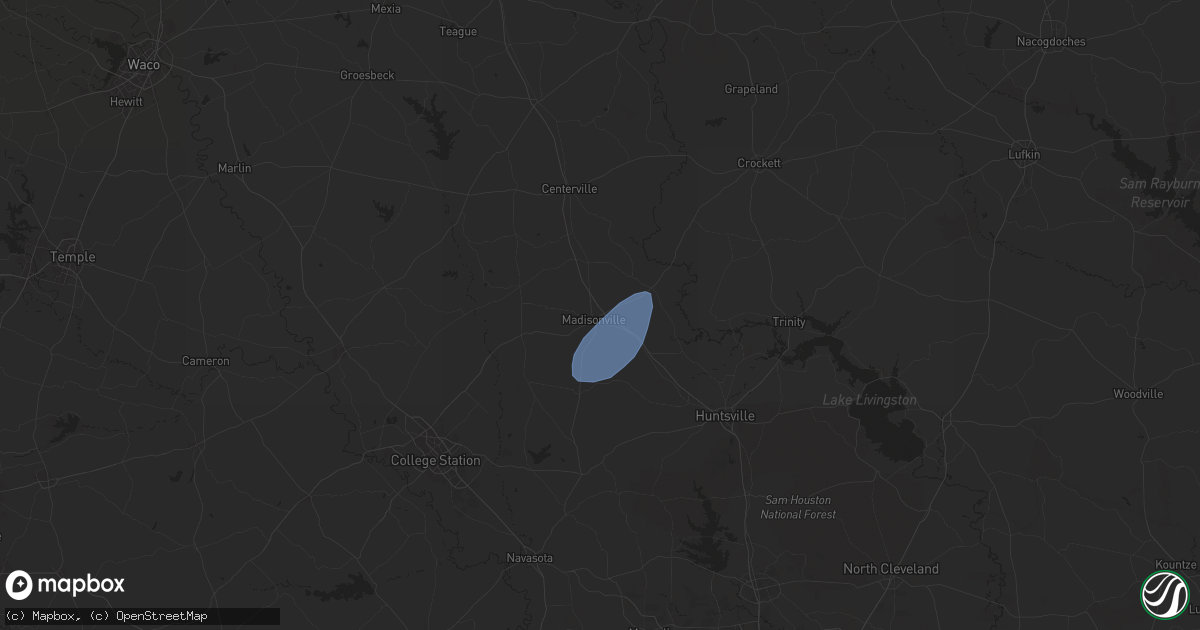 Hail map in Madisonville, TX on April 29, 2024