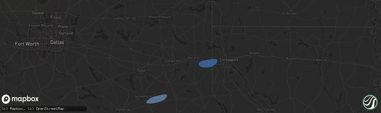 Hail map in Marshall, TX on April 29, 2024