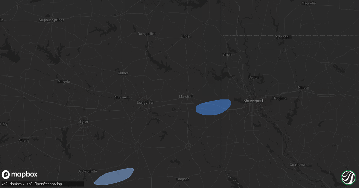 Hail map in Marshall, TX on April 29, 2024