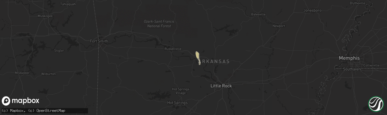 Hail map in Morrilton, AR on April 29, 2024