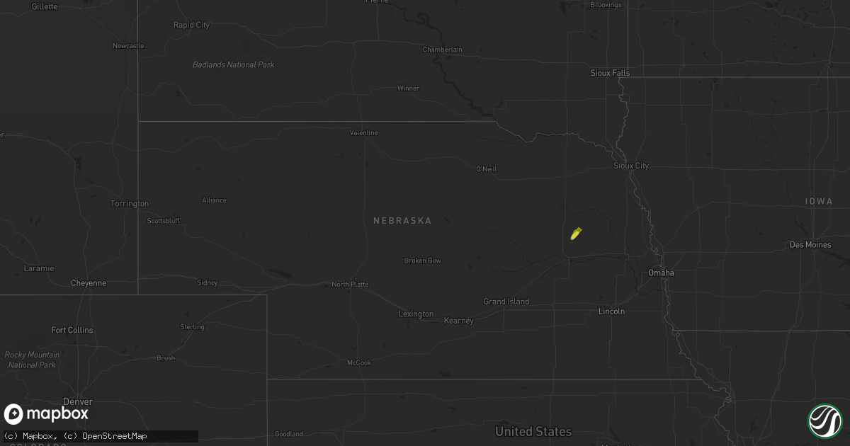Hail map in Nebraska on April 29, 2024