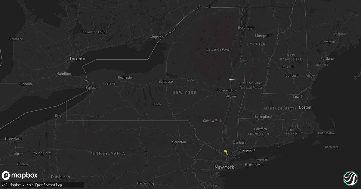 Hail map in New York on April 29, 2024