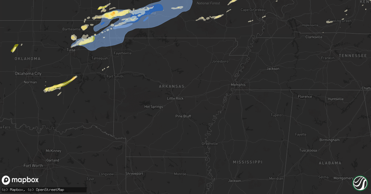 Hail map in Arkansas on April 29, 2025