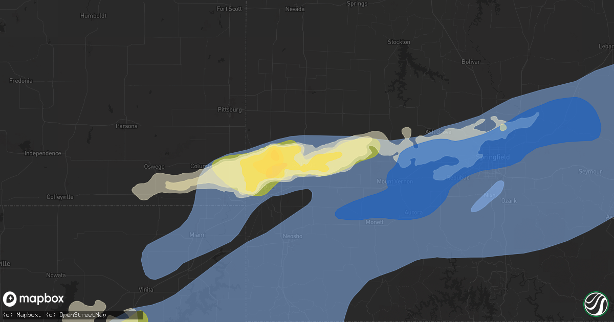 Hail map in Carthage, MO on April 29, 2025
