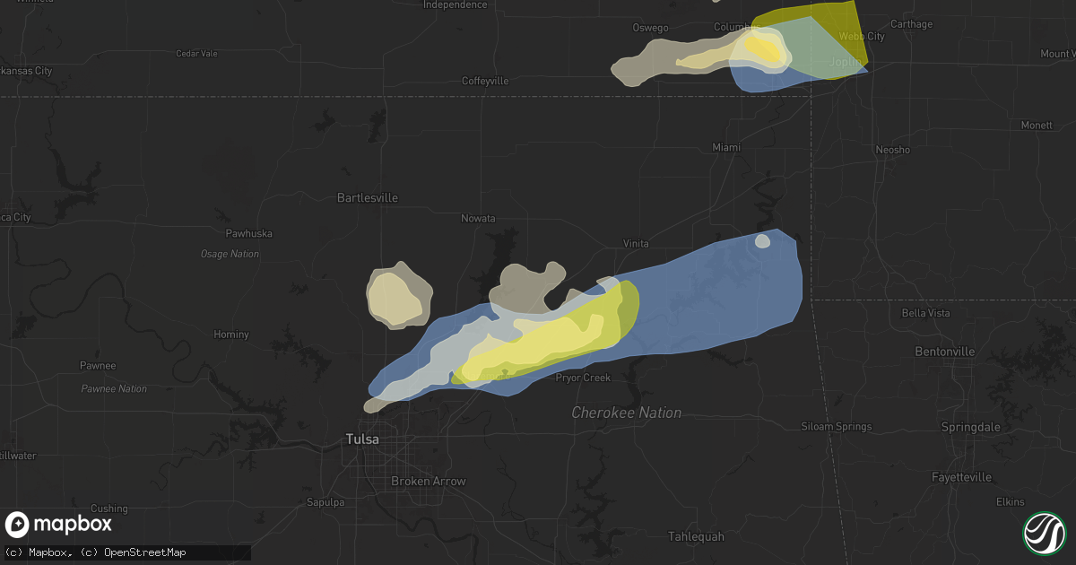 Hail map in Chelsea, OK on April 29, 2025