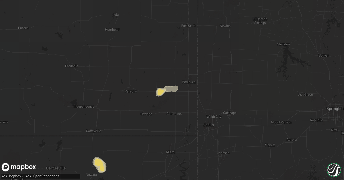 Hail map in Cherokee, KS on April 29, 2025