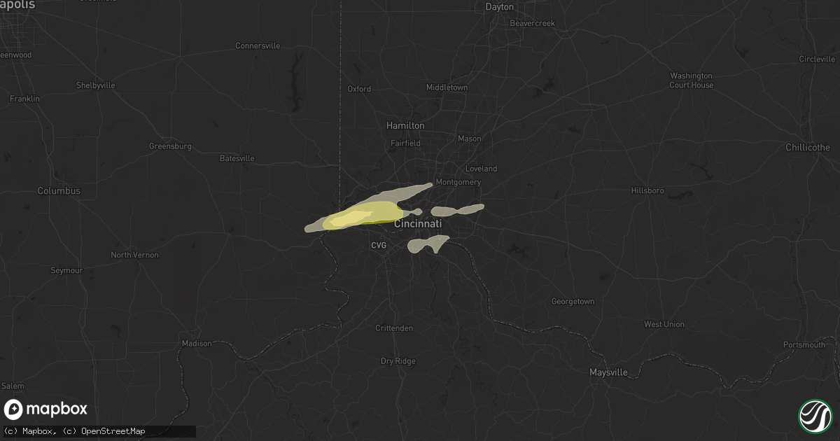 Hail map in Cincinnati, OH on April 29, 2025