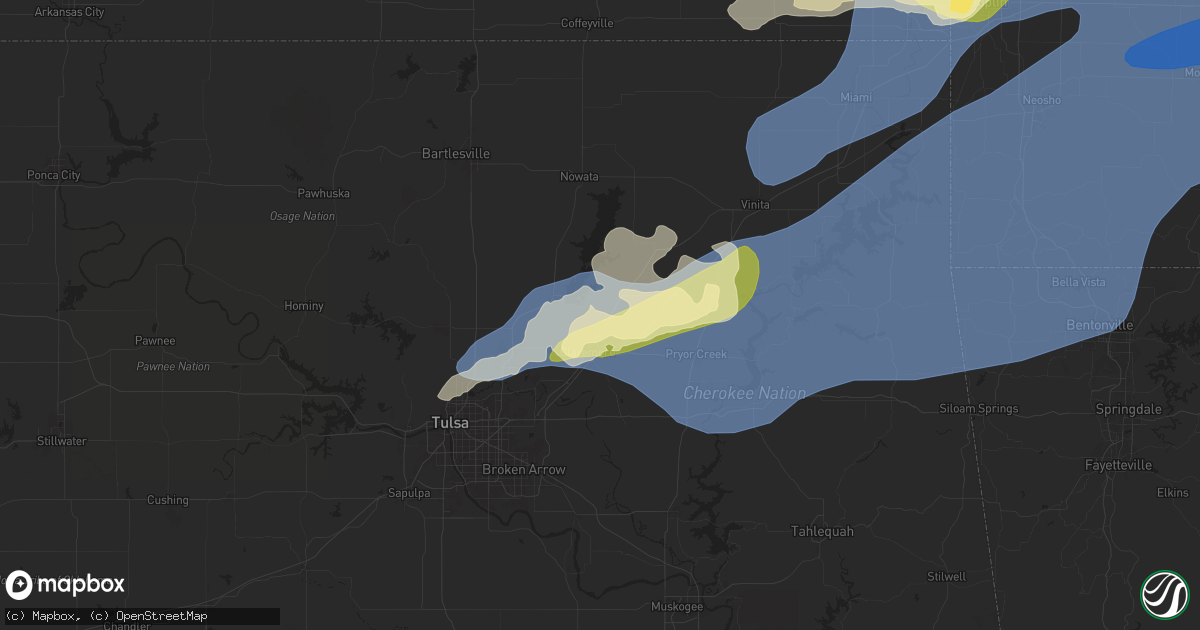 Hail map in Claremore, OK on April 29, 2025