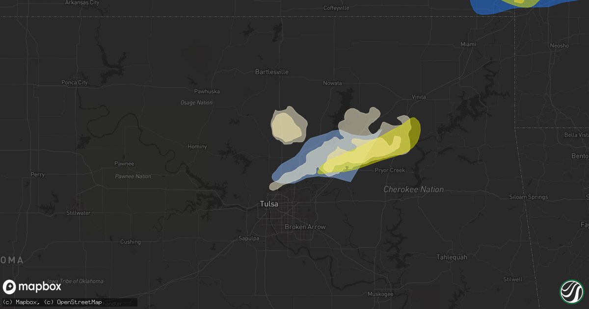 Hail map in Collinsville, OK on April 29, 2025