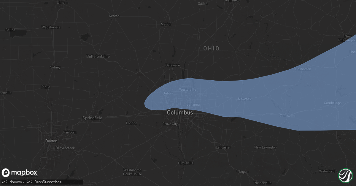 Hail map in Columbus, OH on April 29, 2025