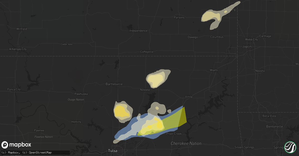Hail map in Delaware, OK on April 29, 2025