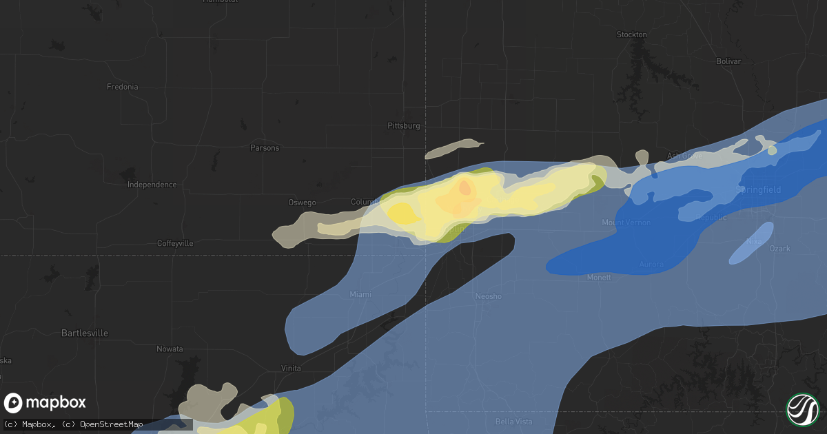 Hail map in Galena, KS on April 29, 2025