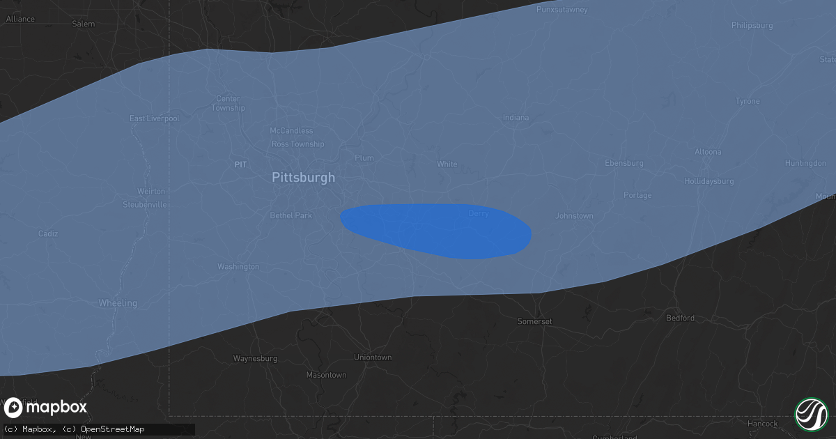 Hail map in Greensburg, PA on April 29, 2025