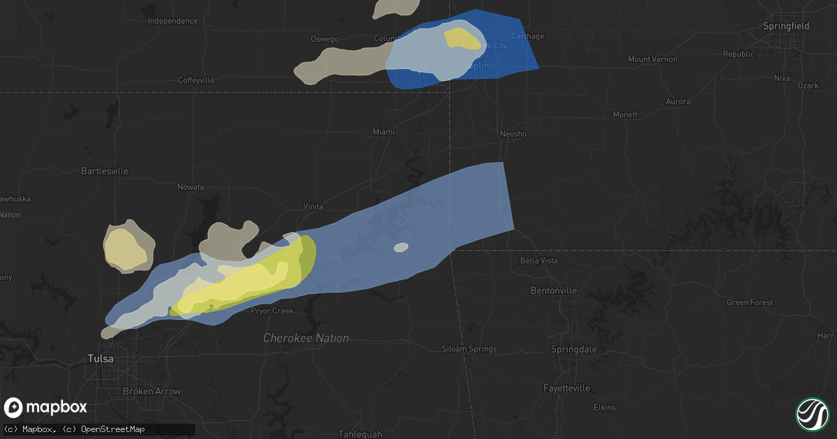 Hail map in Grove, OK on April 29, 2025