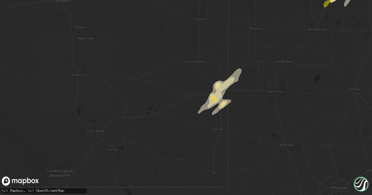 Hail map in Hobbs, NM on April 29, 2025