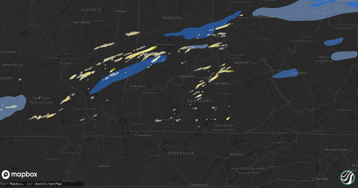 Hail map in Kentucky on April 29, 2025