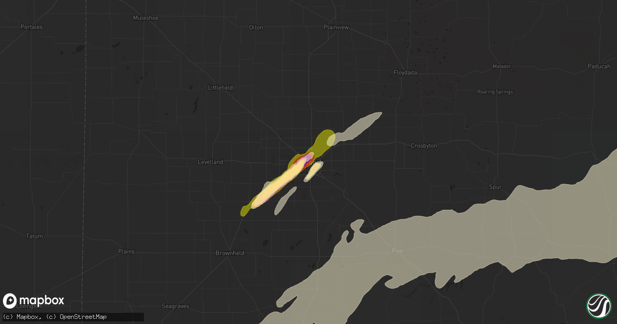 Hail map in Lubbock, TX on April 29, 2025
