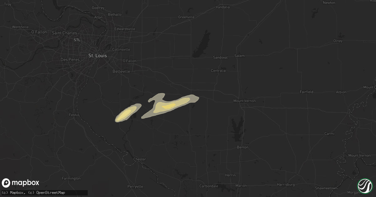 Hail map in Nashville, IL on April 29, 2025