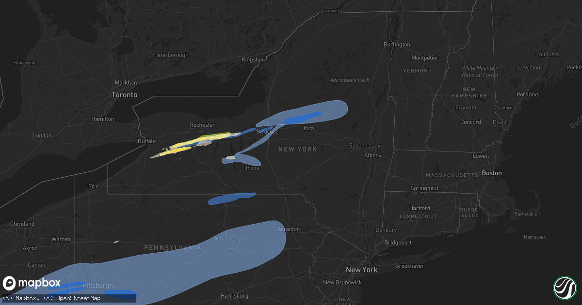Hail map in New York on April 29, 2025