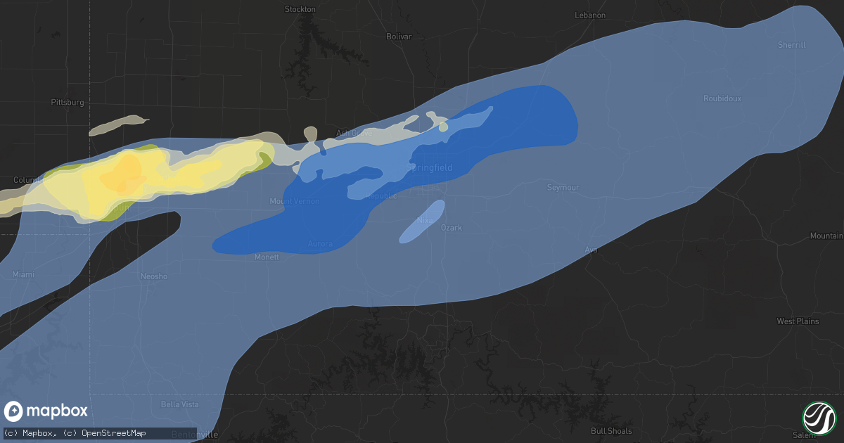 Hail map in Nixa, MO on April 29, 2025