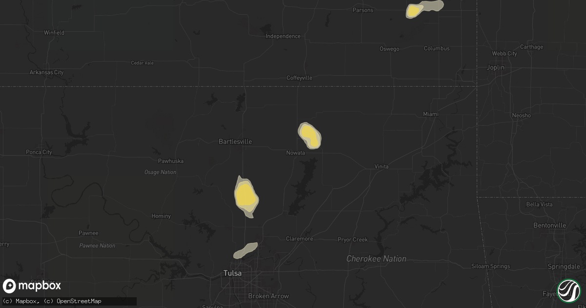 Hail map in Nowata, OK on April 29, 2025