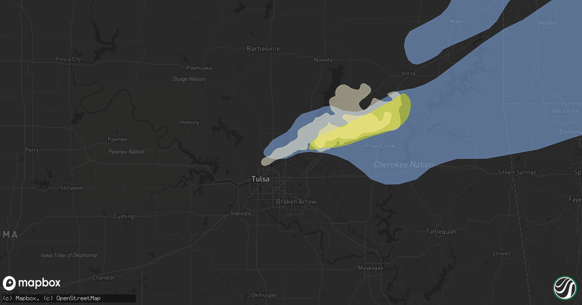 Hail map in Owasso, OK on April 29, 2025