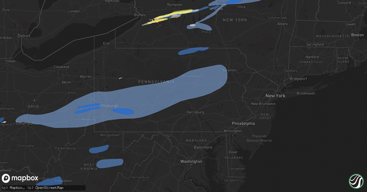 Hail map in Pennsylvania on April 29, 2025