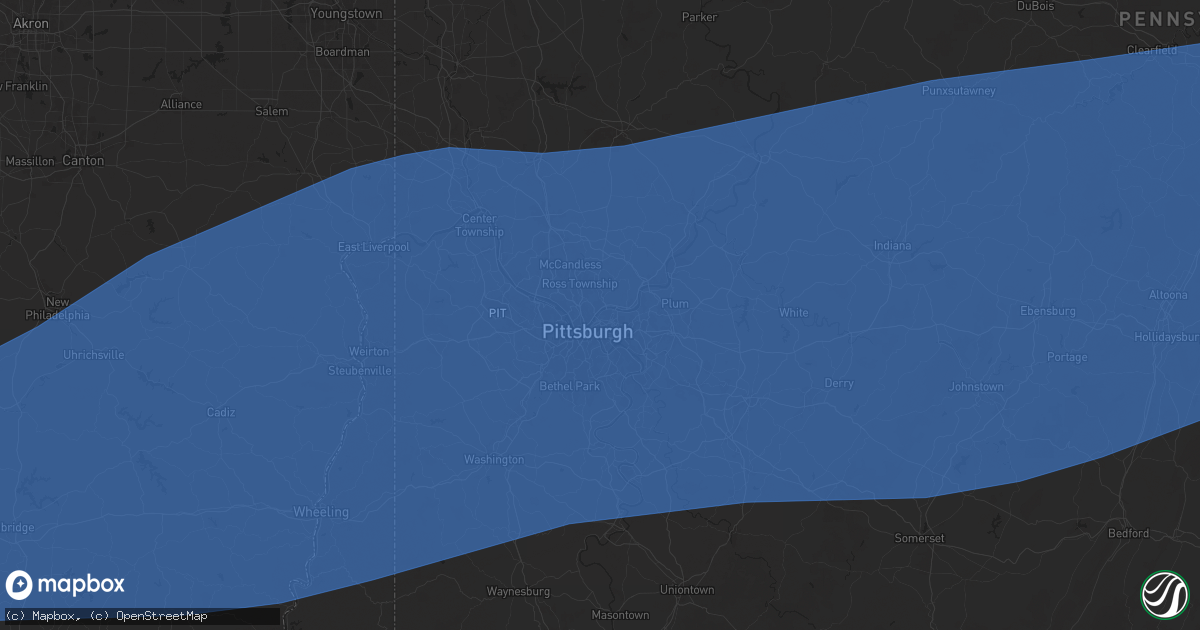 Hail map in Pittsburgh, PA on April 29, 2025