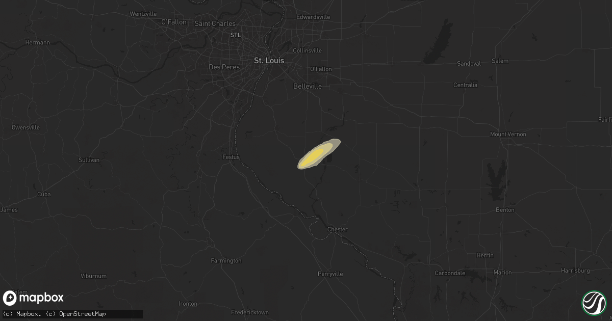 Hail map in Red Bud, IL on April 29, 2025