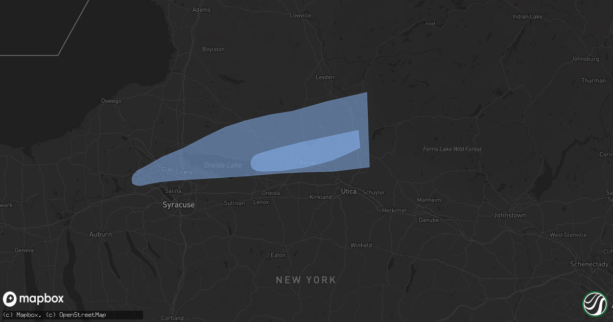 Hail map in Rome, NY on April 29, 2025