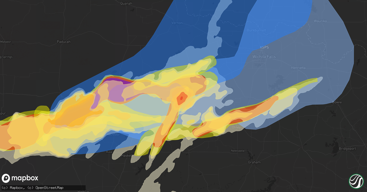 Hail map in Seymour, TX on April 29, 2025