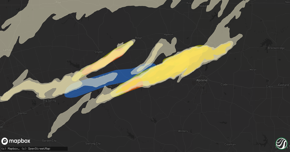 Hail map in Sweetwater, TX on April 29, 2025