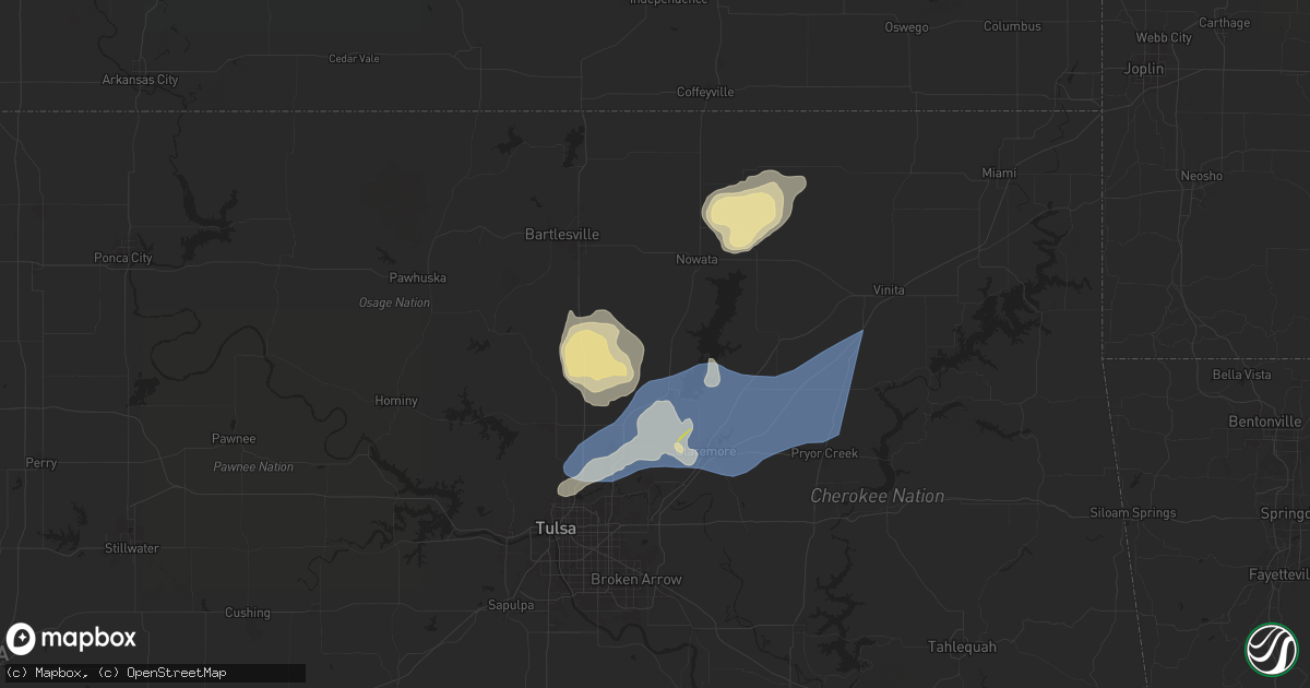 Hail map in Talala, OK on April 29, 2025