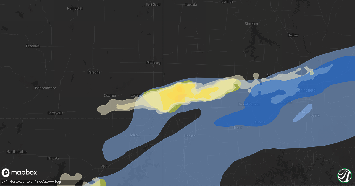 Hail map in Webb City, MO on April 29, 2025