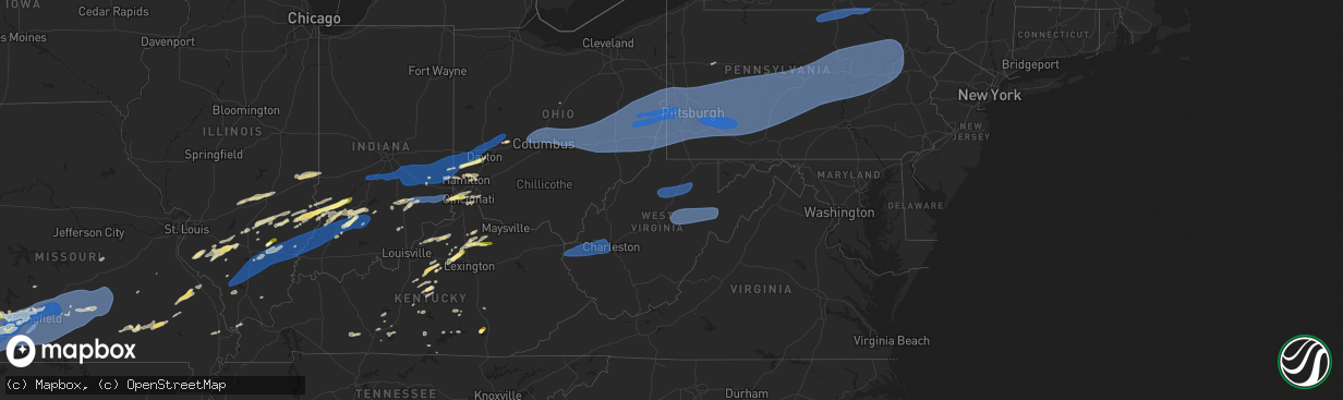 Hail map in West Virginia on April 29, 2025