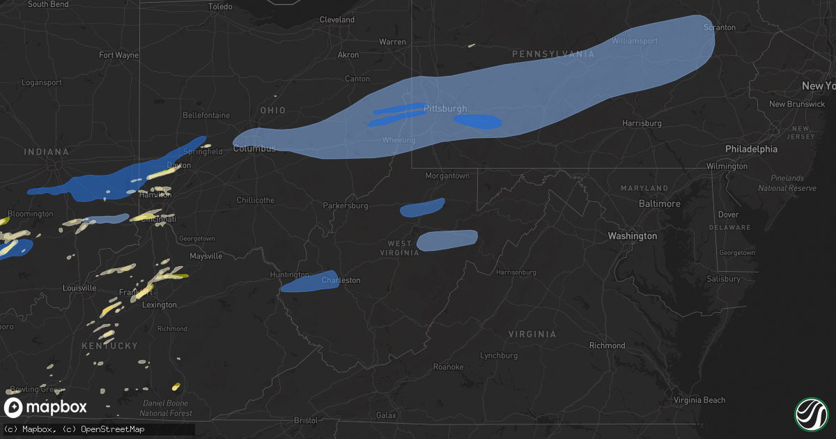 Hail map in West Virginia on April 29, 2025