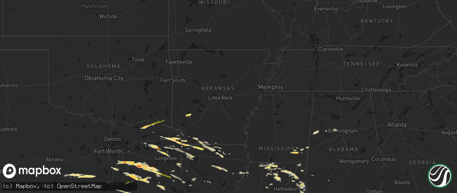Hail map in Arkansas on April 29, 2026