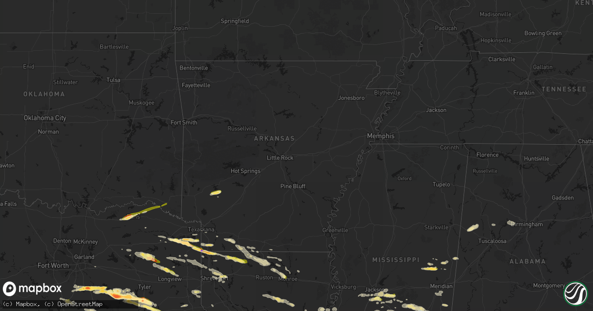 Hail map in Arkansas on April 29, 2026