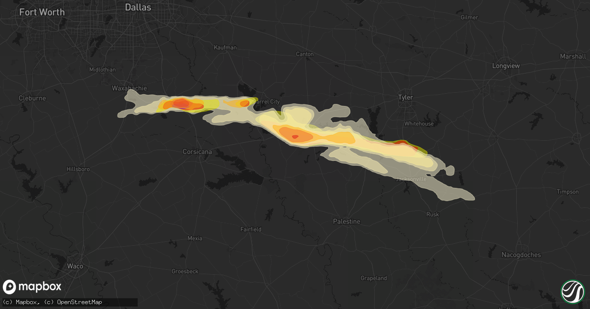 Hail map in Athens, TX on April 29, 2026