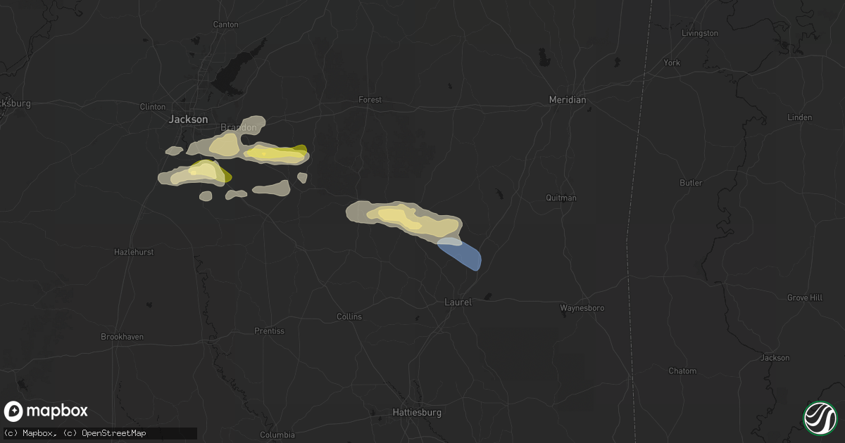 Hail map in Bay Springs, MS on April 29, 2026